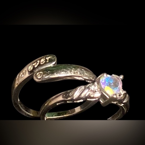 Pandora Sterling Silver Forever Promise Ring and Mystic Topaz Heart/CZ Ring - Picture 11 of 16